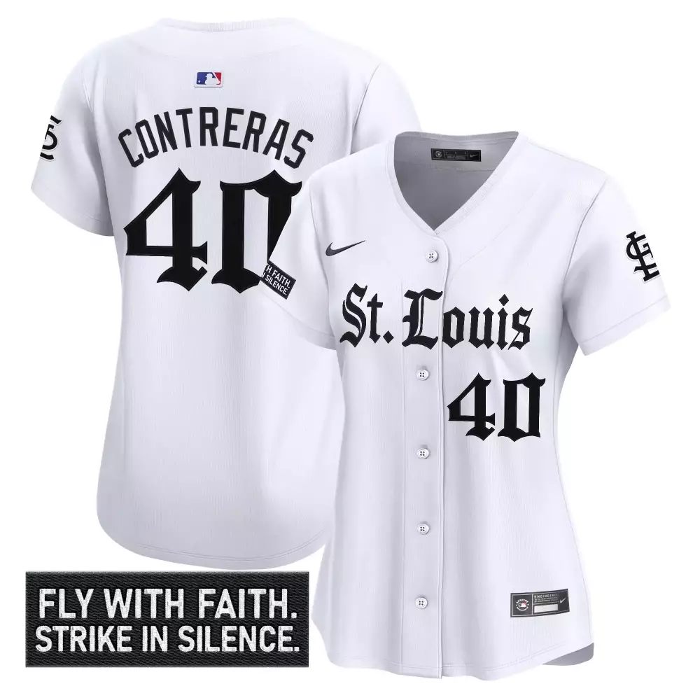 Contreras 40 Women's St Louis Cardinals White Vapor Jersey | 2023 Stitched Embroidered Patch | Game Day Outfit | For Men, Women & Youth