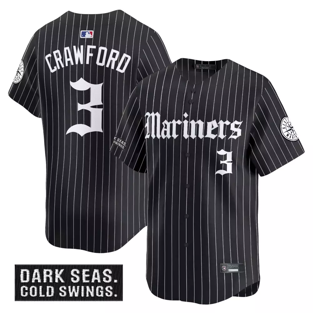 Crawford Mariners 2023 Black Vapor Premier Jersey | Dark Seas Patch | Trendy Fan Gear for Men, Women & Youth