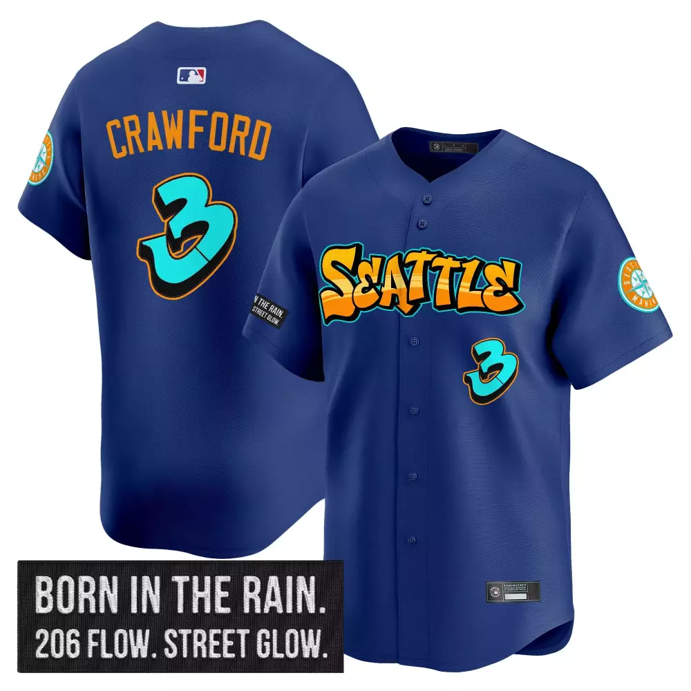 Crawford Mariners 2023 Stitched Vapor Jersey | Graffiti Edition Navy Blue | Trendy Gift for Fans | For Men, Women & Youth