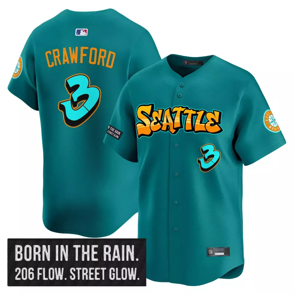 Crawford Mariners 2021 Vapor Jersey | Graffiti Edition Emerald | Unique Fan Gear for Men, Women & Youth