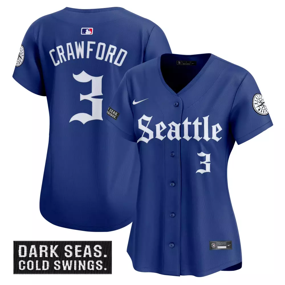 Crawford 3 Seattle Mariners 2023 Vapor Jersey | Dark Seas Edition Stitched Blue | Replica Fan Gear | For Men, Women & Youth