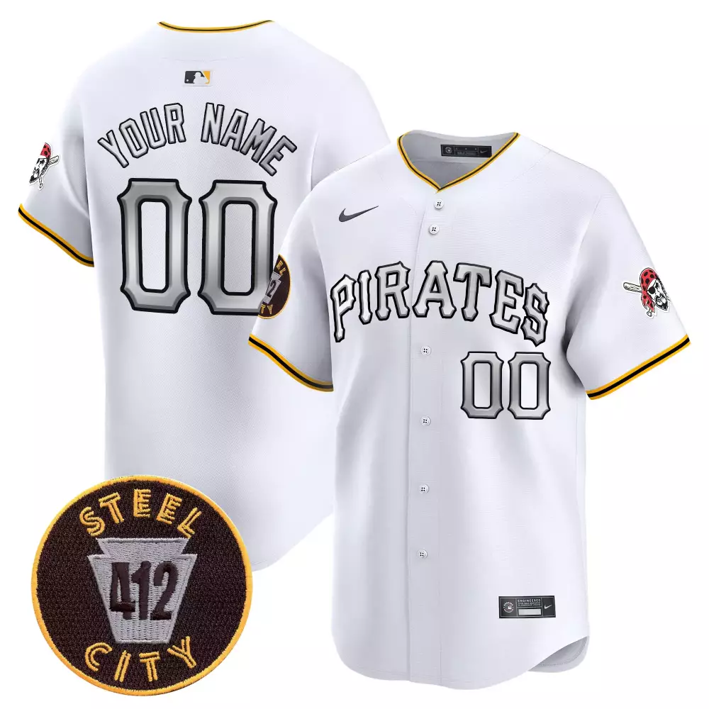 Custom Pittsburgh Pirates 412 Patch Vapor Stitched Jersey | White 2023 Men's Style | Game Day Outfit | For Men, Women & Youth