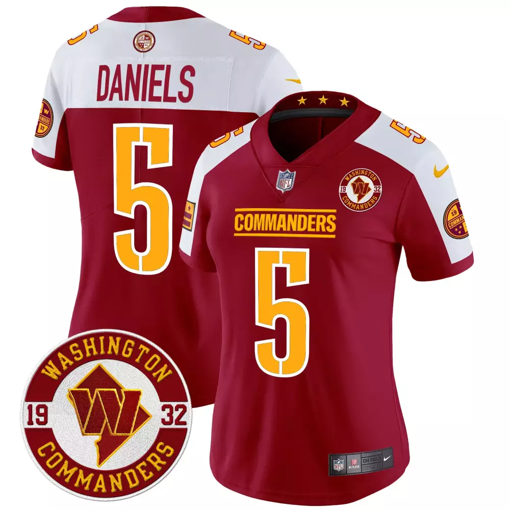 Daniels 5 Women's Washington Commanders 2024 Vapor Limited Stitched Jersey | Burgundy Embroidered Patch | Game Day Outfit | For Men, Women & Youth