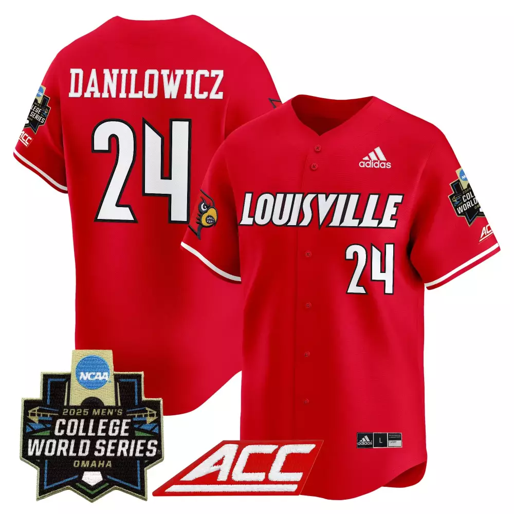 Danilowicz 24 Louisville Cardinals Red Vapor Jersey 2025 | College World Series Edition | Fan Gear for Men, Women & Youth