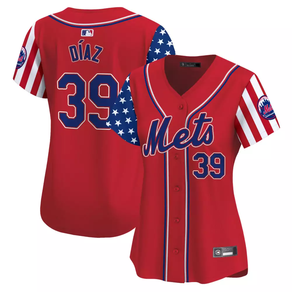 New York Mets 2025 Daz 39 Women's Stitched Vapor Jersey | Red Independence Day Style | For Women & Youth