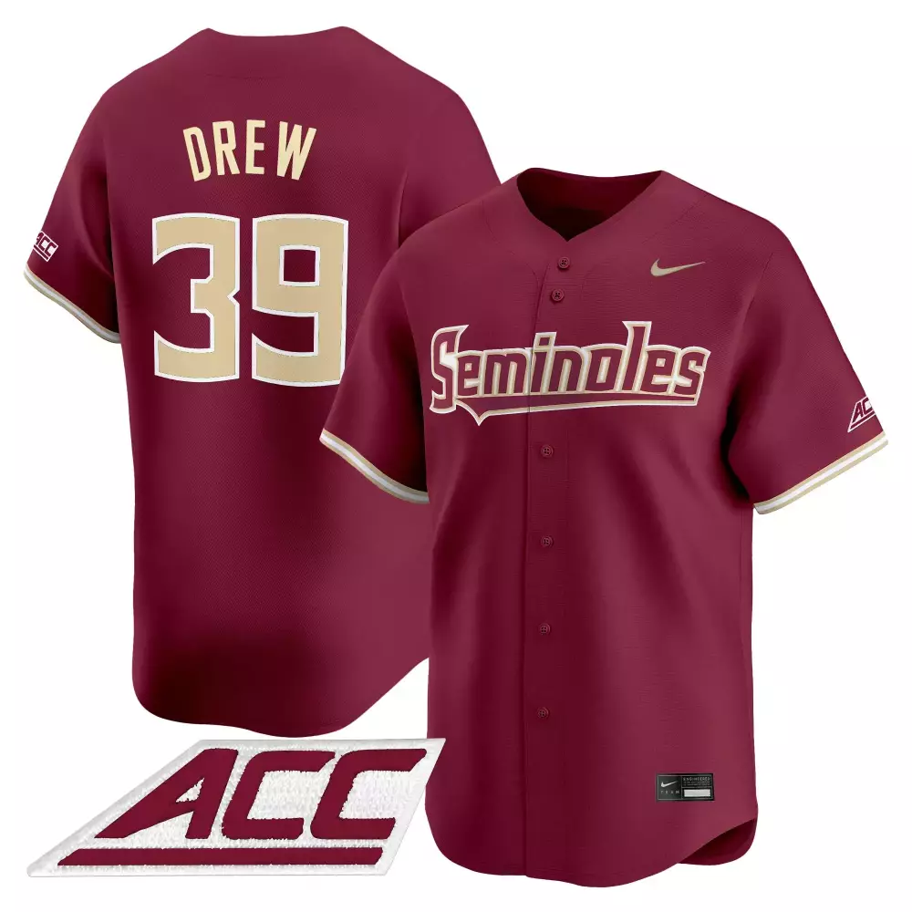 Drew 39 Florida State Seminoles Maroon Vapor Stitched Jersey | ACC Patch 2025 | Fan Gear for Men, Women & Youth