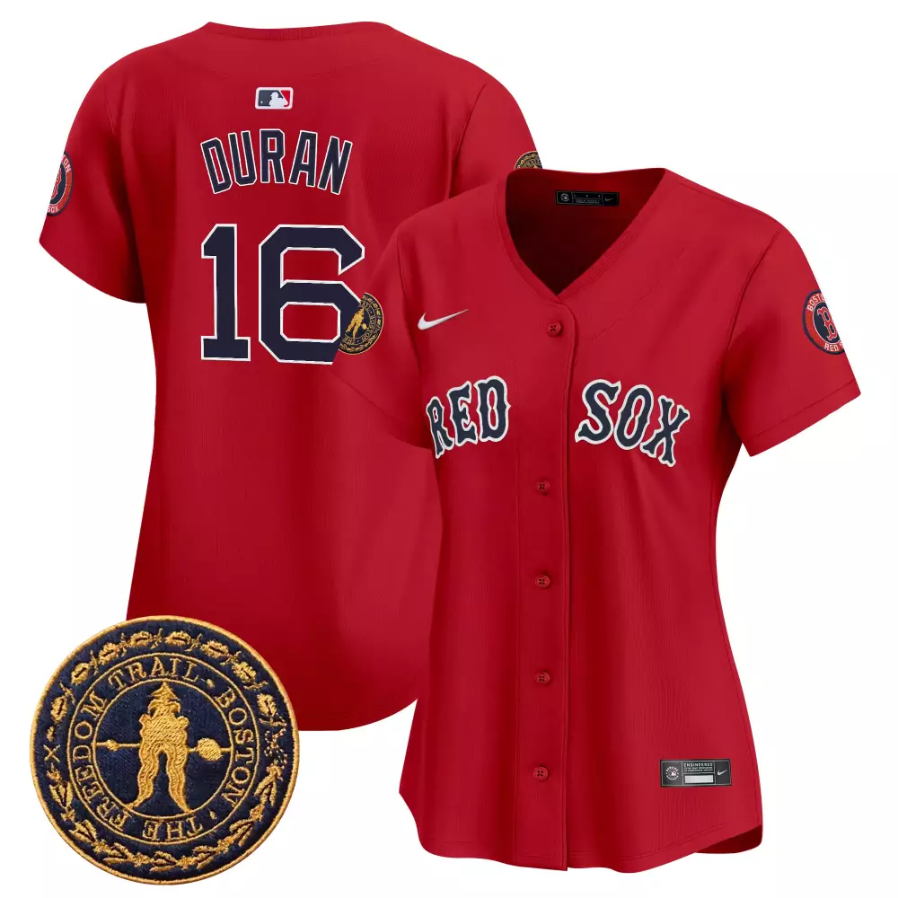 Duran 16 Women's Boston Red Sox 2022 Stitched Vapor Jersey | Red with Freedom Trail Patch | Replica Fan Gear for Women