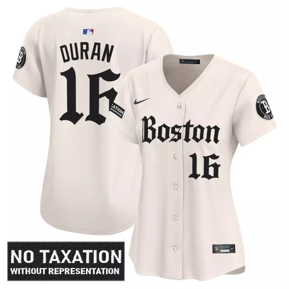 Duran 16 Women's Boston Red Sox 2023 Vapor Jersey | Cream with No Taxation Patch | Replica Fan Gear for Women