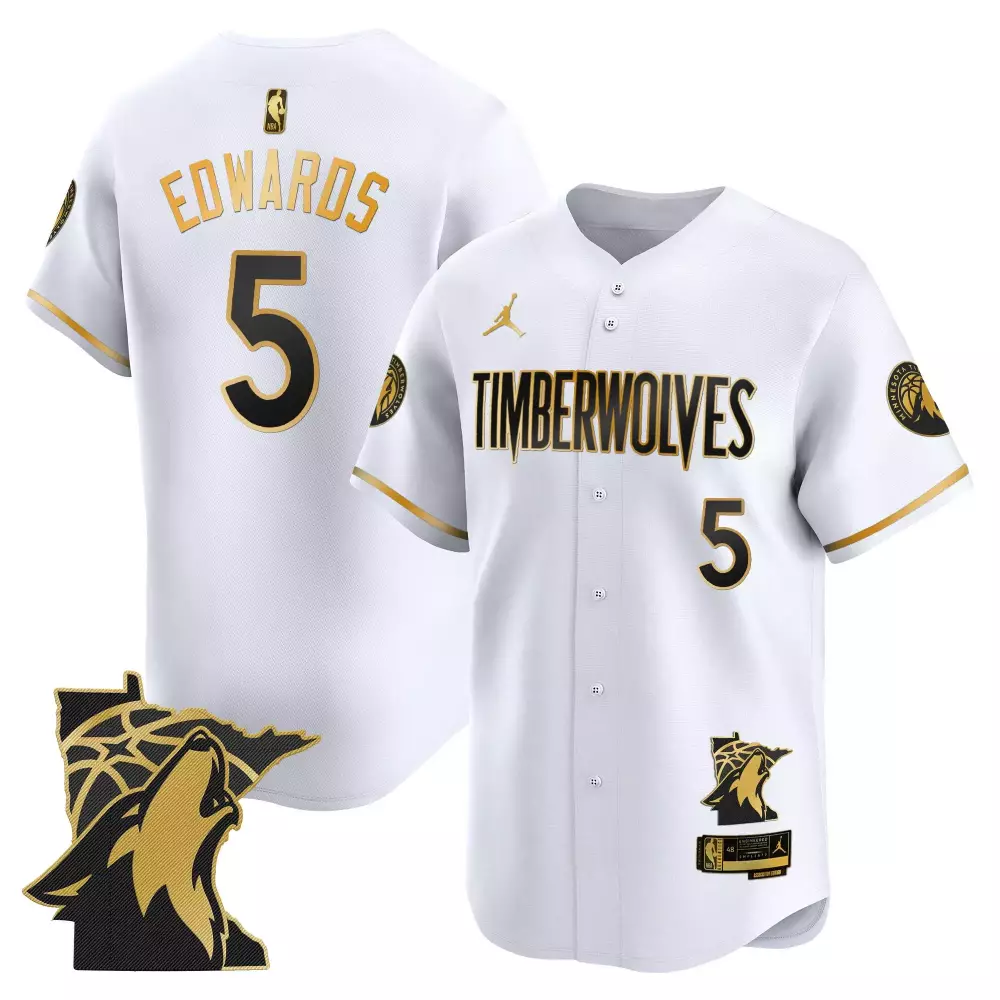 Edwards 5 Minnesota Timberwolves 2025 White Vapor Jersey | Embroidered Patch | Fan Gear for Men, Women & Youth
