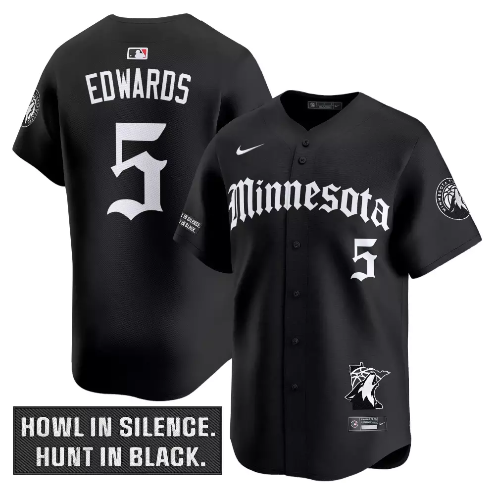 Edwards 5 Minnesota Timberwolves 2025 Howl Edition Black Vapor Jersey | Fan Gear for Men, Women & Youth