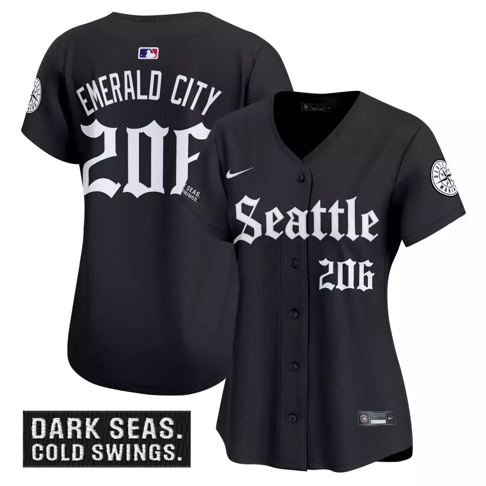 Emerald City 206 Women's Stitched Vapor Jersey | Seattle Mariners Dark Sea Edition 2023 | Limited Edition Fan Gear | For Men, Women & Youth