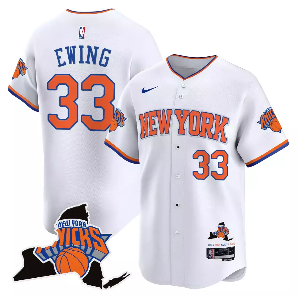 Ewing 33 New York Knicks White Vapor Jersey | Stitched Embroidered 2023 | Fan Gear for Men, Women & Youth
