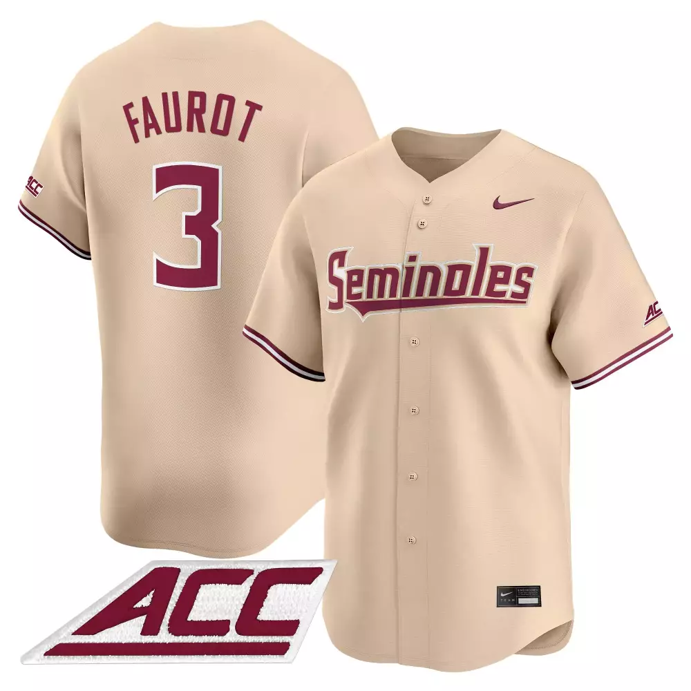 Faurot 3 Florida State Seminoles Cream Vapor Stitched Jersey | ACC Patch 2025 | Fan Gear for Men, Women & Youth