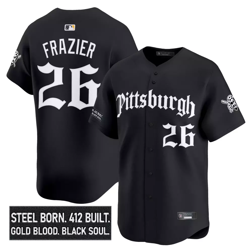 Frazier 26 Men's Pittsburgh Pirates Black Vapor Jersey | Embroidered Steel City Patch 2023 | Game Day Outfit | For Men, Women & Youth