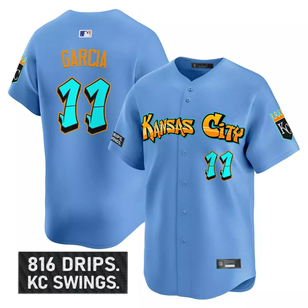 Garcia 11 Kansas City Royals 2023 Graffiti Edition Jersey | Blue Vapor Style | Limited Edition Fan Gear | For Men, Women & Youth
