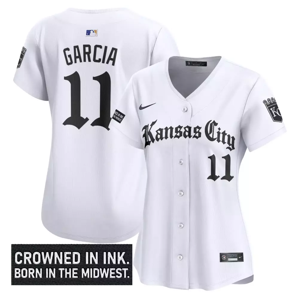 Garcia 11 Kansas City Royals 2023 White Vapor Jersey | Crowned in Ink Style | Limited Edition Fan Gear | For Men, Women & Youth
