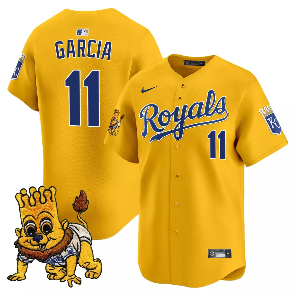 Garcia 11 Kansas City Royals 2023 Youth Vapor Jersey | Yellow Stitched Embroidered Patch Style | Limited Edition Fan Gear | For Men, Women & Youth