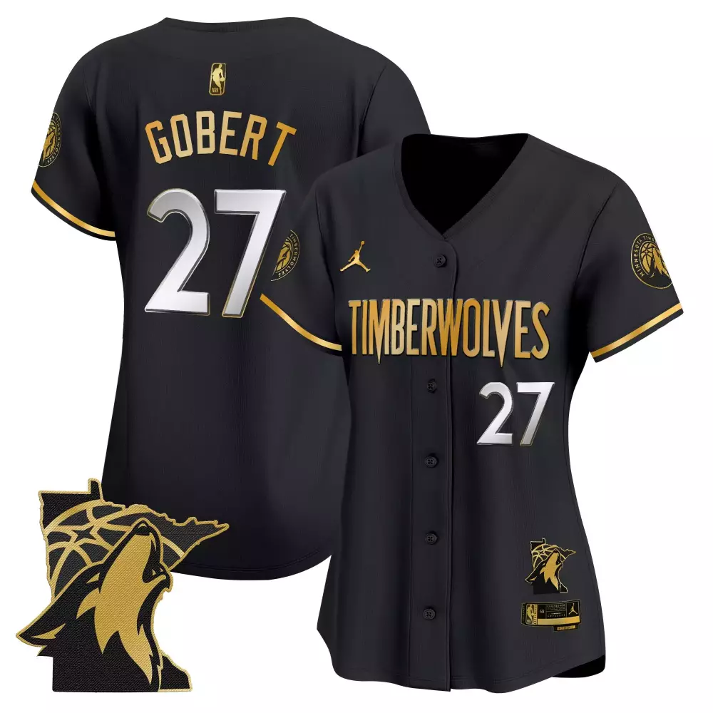 Gobert 27 Minnesota Timberwolves 2025 Black Women's Stitched Vapor Jersey | Embroidered Patch | Fan Gear for Women
