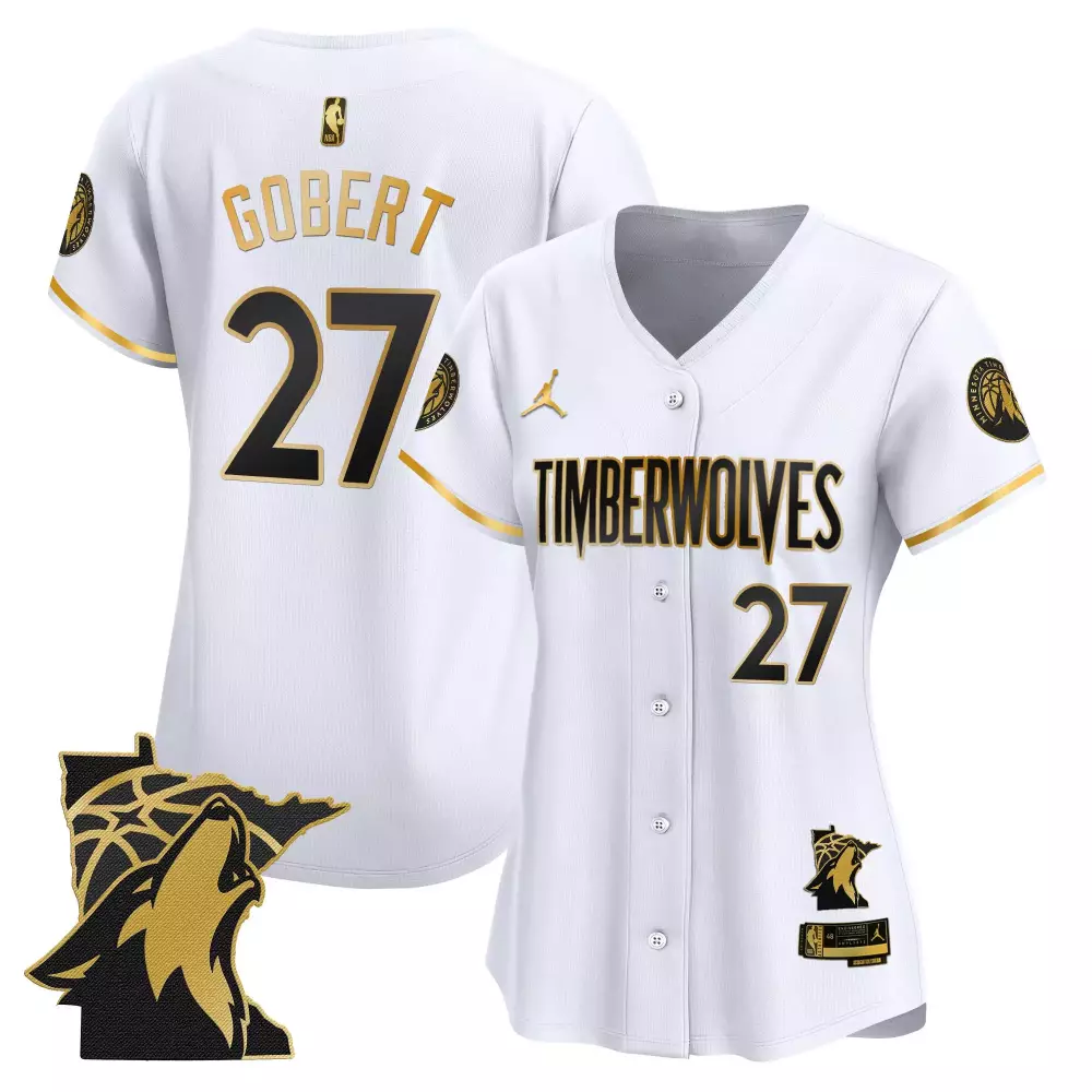Gobert 27 Minnesota Timberwolves 2025 White Women's Stitched Vapor Jersey | Embroidered Patch | Fan Gear for Women