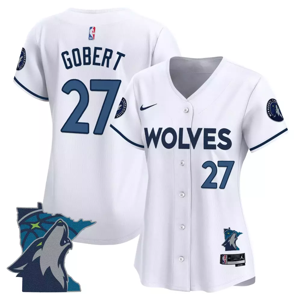Gobert 27 Minnesota Timberwolves 2025 Vapor Jersey | White | Embroidered Patch | Replica Fan Gear | For Men, Women & Youth