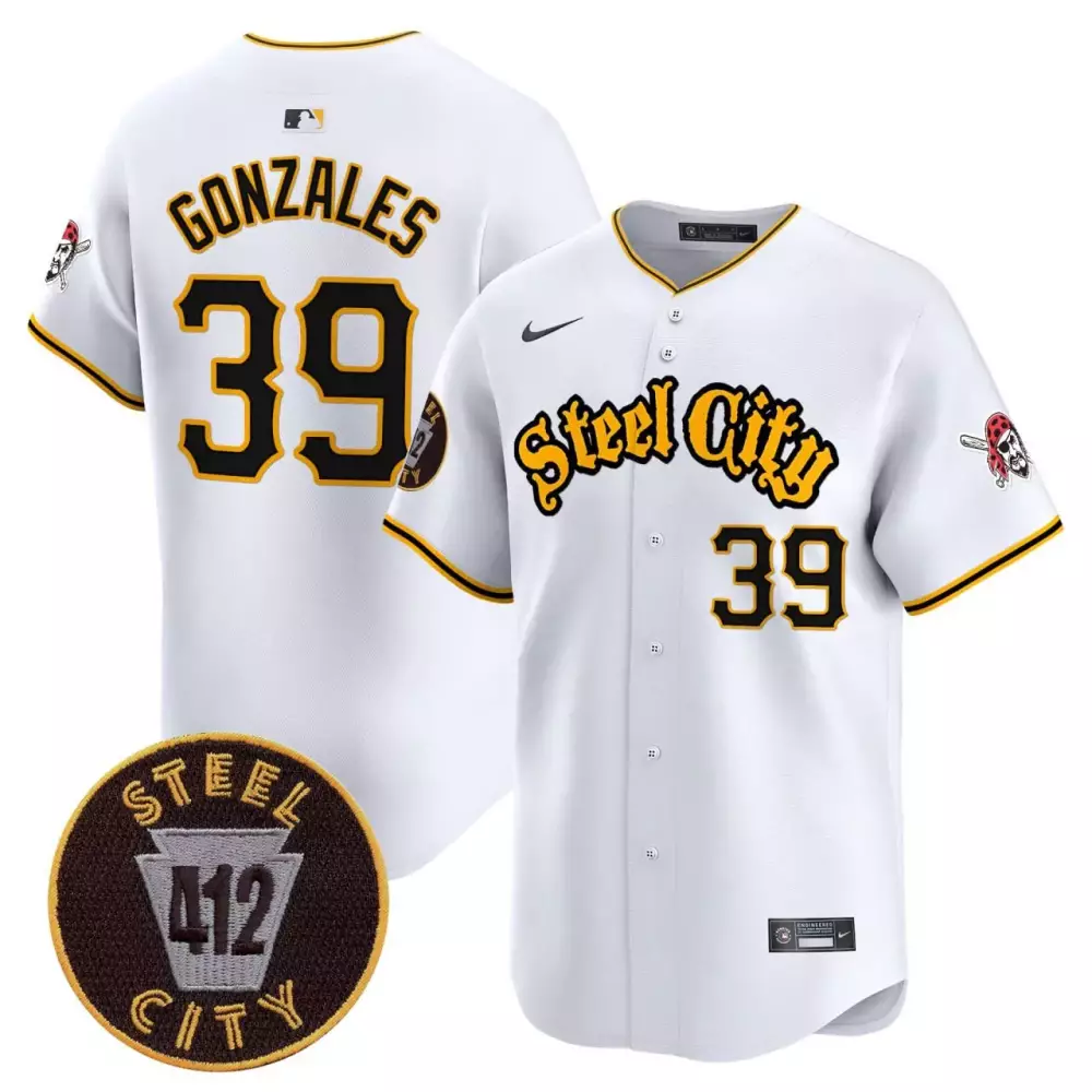 Pittsburgh Pirates Gonzales 39 Men's Stitched Vapor Jersey 2023 | White Steel City Patch | Fan Gear for Game Day | For Men, Women & Youth