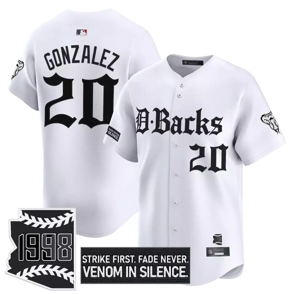 Gonzalez 20 Arizona Diamondbacks White Vapor Jersey | Men's Stitched 1998 Embroidered Patch | Fan Gear for Men, Women & Youth