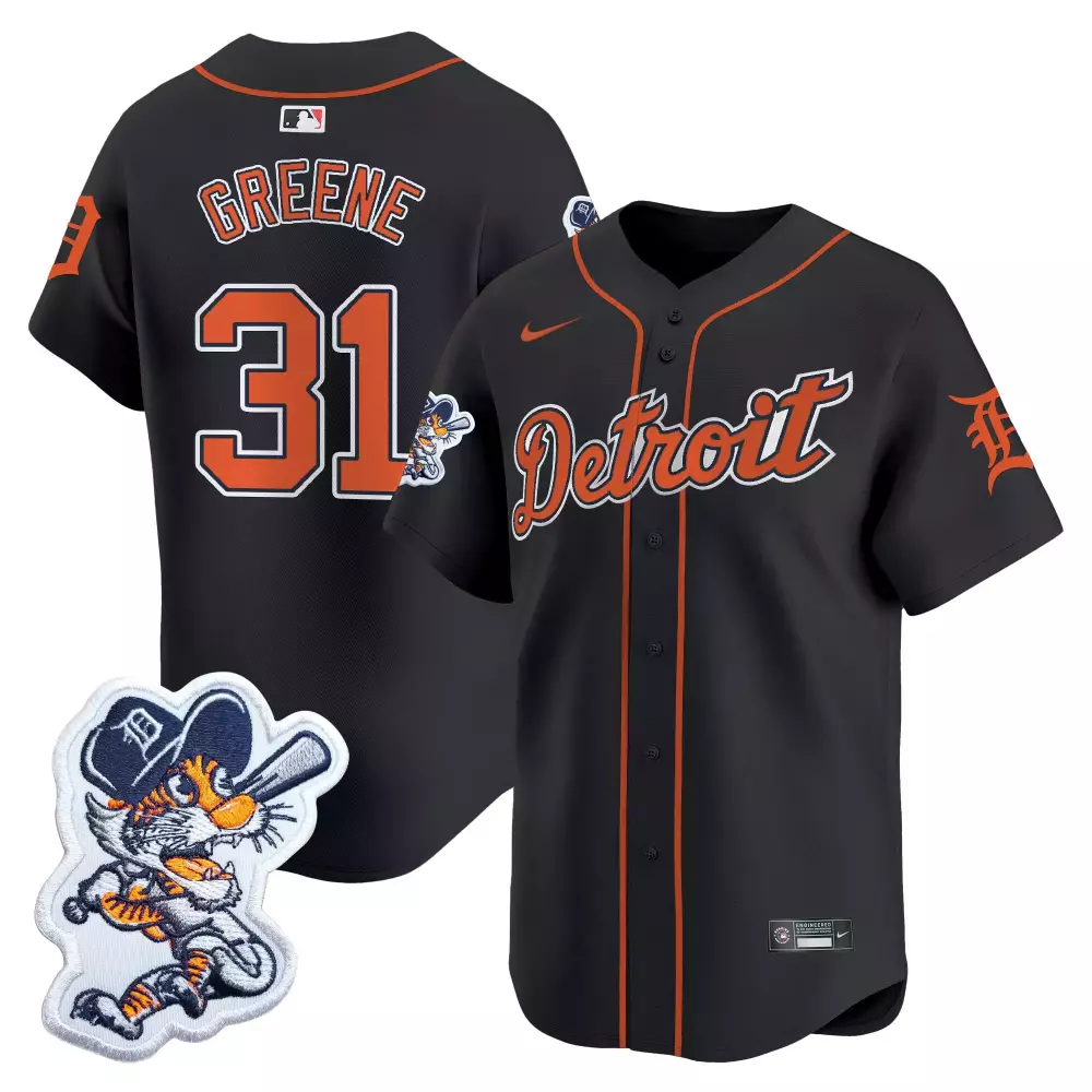 Greene 31 Men's Stitched Vapor Jersey Detroit Tigers Black 2023 | Paws Patch Limited Edition | For Men, Women & Youth