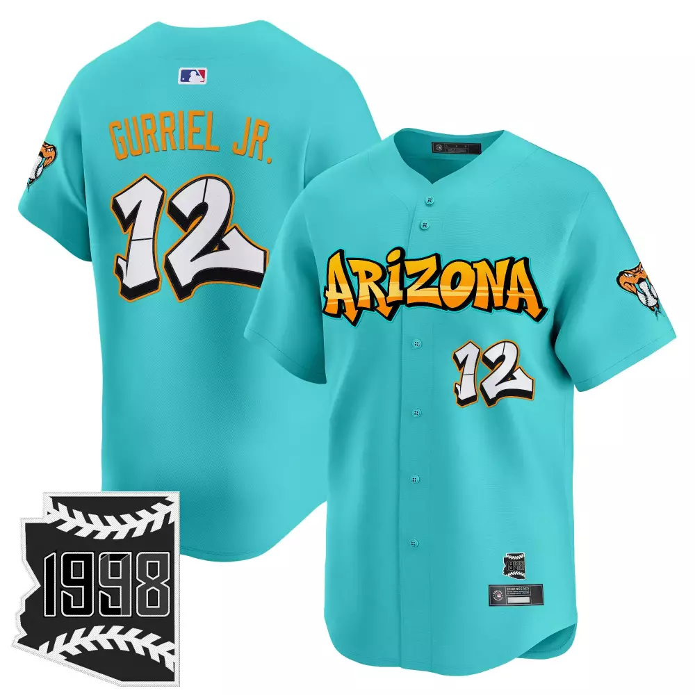 Gurriel Jr. 12 Arizona Diamondbacks Vapor Jersey | Teal 1998 Patch Edition | Limited Edition Fan Gear | For Men, Women & Youth