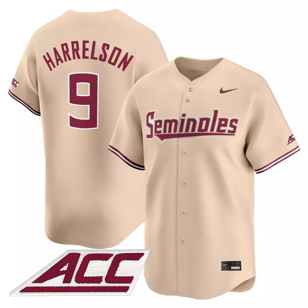 Harrelson 9 Stitched Vapor Jersey | Florida State Seminoles Cream ACC 2025 | For Men, Women & Youth
