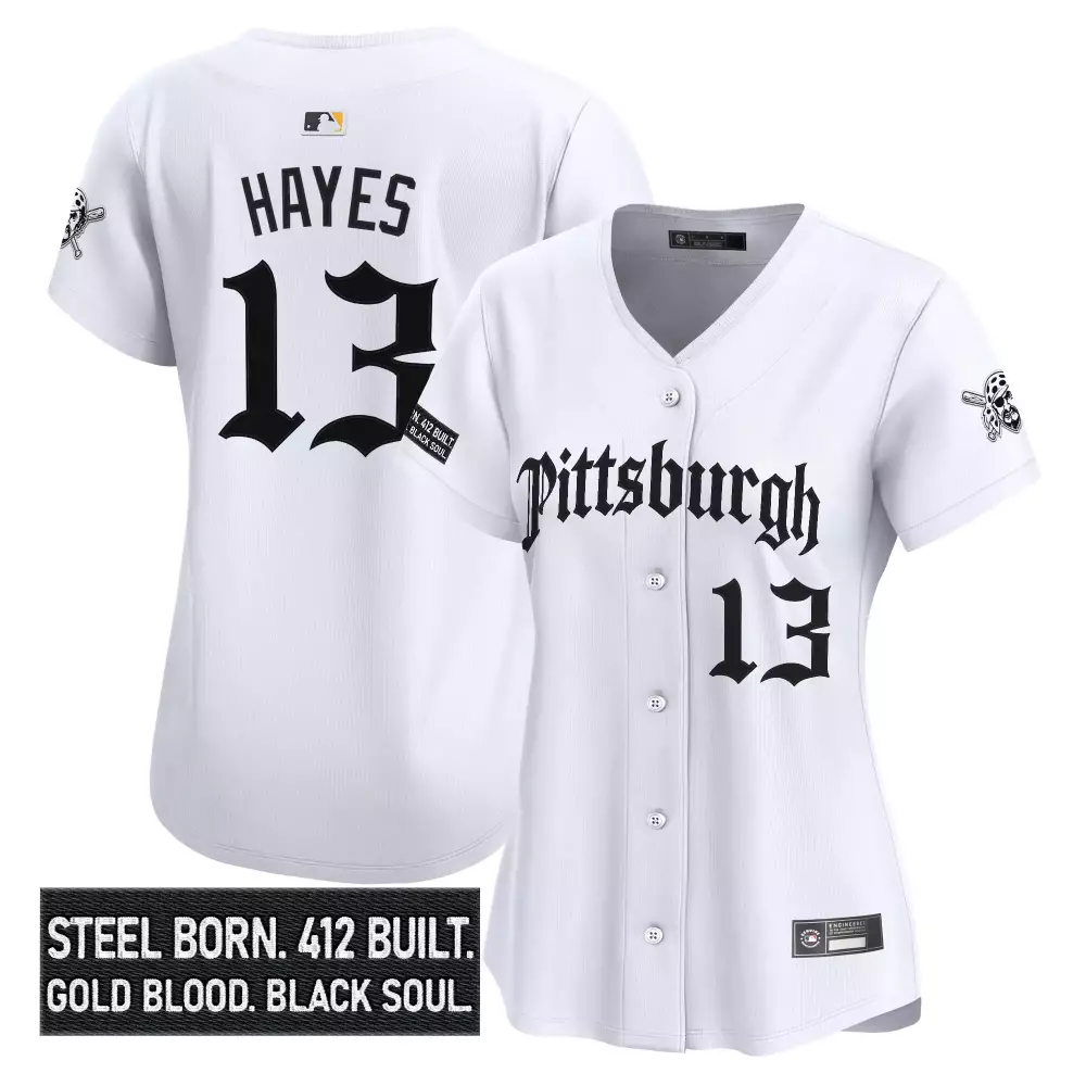 Hayes 13 Pittsburgh Pirates 2023 Steel City Edition Jersey | White Vapor Style | Stitched Fan Gear | For Women