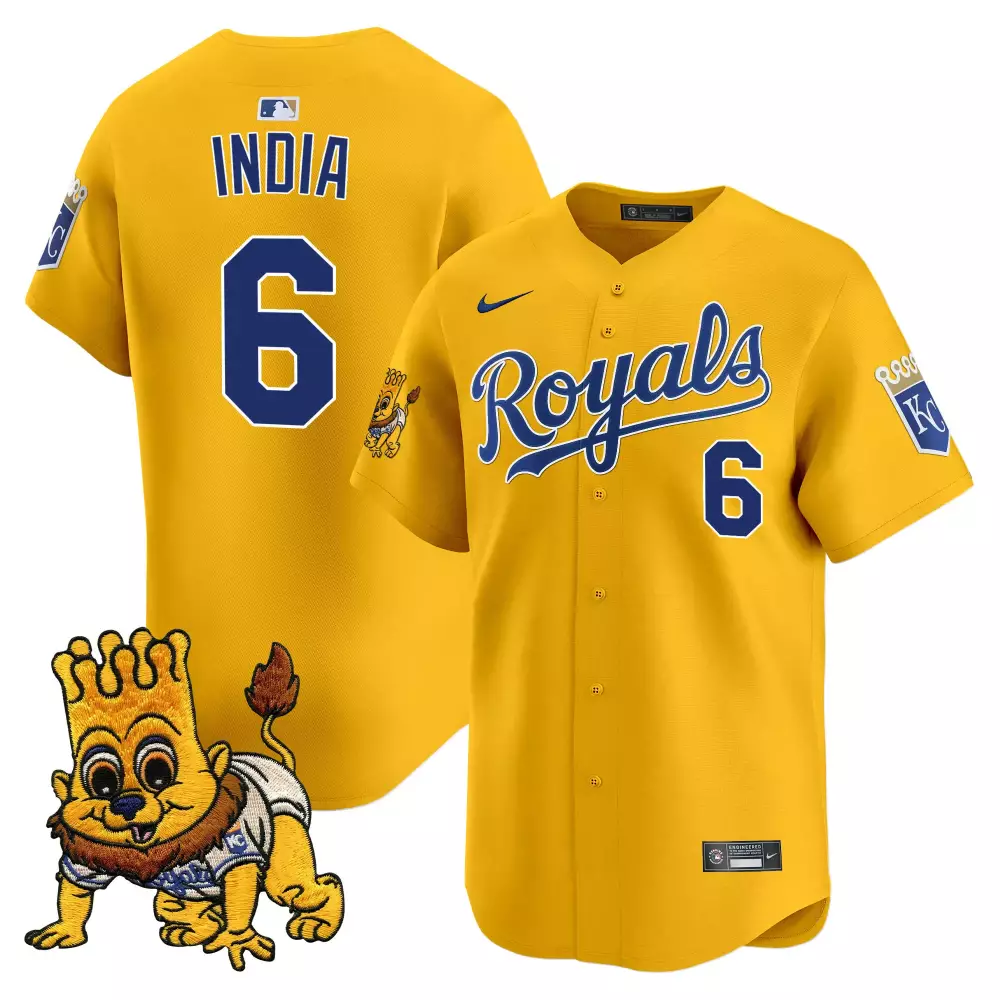 Kansas City Royals India 6 Yellow Vapor Jersey | Embroidered Patch 2023 | Stylish Fan Gear | For Men, Women & Youth