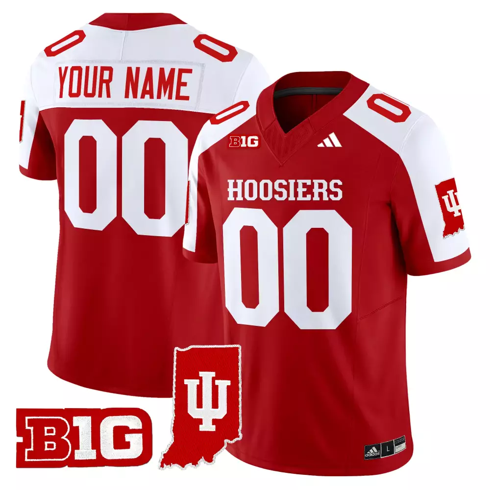 Indiana Hoosiers Red Custom Jersey | B1G Patch Personalized Football Shirt | Fan Gear for Game Day | For Men, Women & Youth