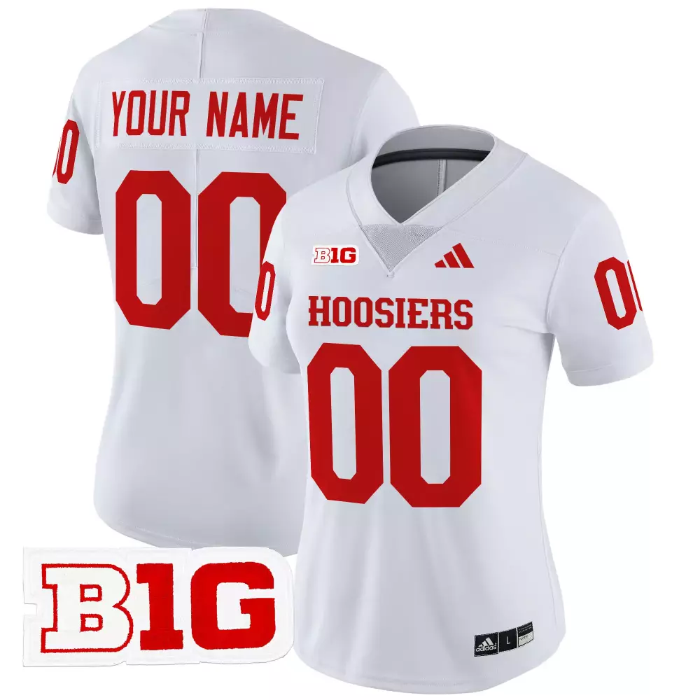 Indiana Hoosiers Women's White Jersey 2025 | B1G Patch | Custom Name & Number | For Men, Women & Youth