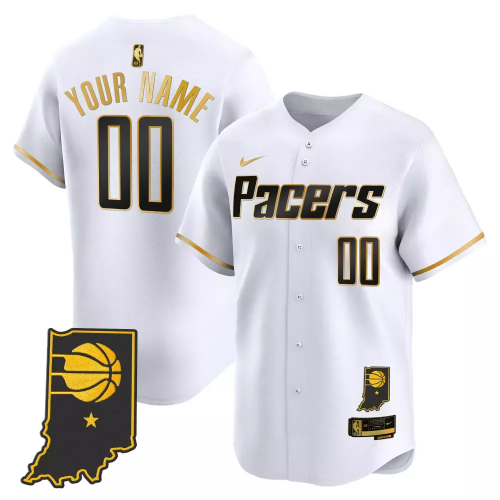 Indiana Pacers Custom White Jersey | Indiana State Patch & Your Name 00 | Game Day Fan Gear | For Men, Women & Youth