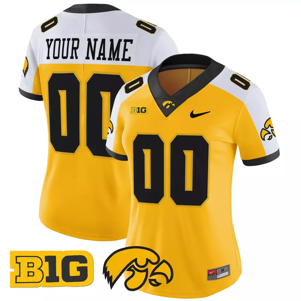 Custom Yellow Iowa Hawkeyes Women's Jersey | B1G Patch | Game Day Outfit | For Men, Women & Youth