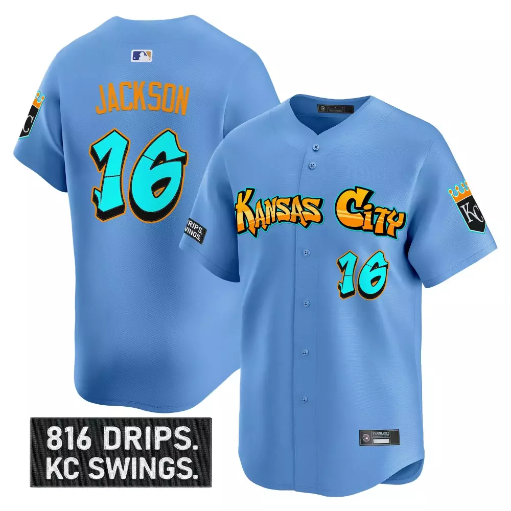 Jackson 16 Kansas City Royals Men’s Stitched Vapor Jersey | Graffiti Edition | Fan Gear for M