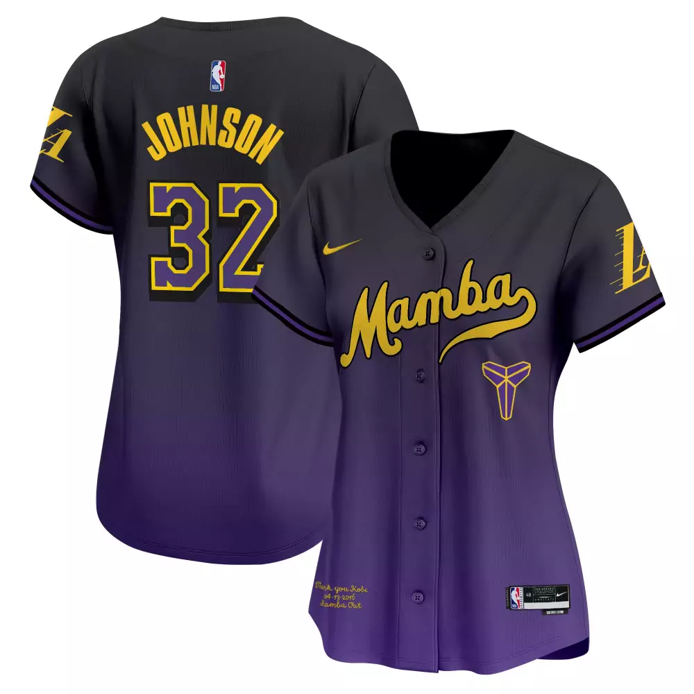 Johnson 32 Women's Los Angeles Lakers Stitched Vapor Jersey | Black Purple 2023 Mamba Edition | For Men, Women & Youth