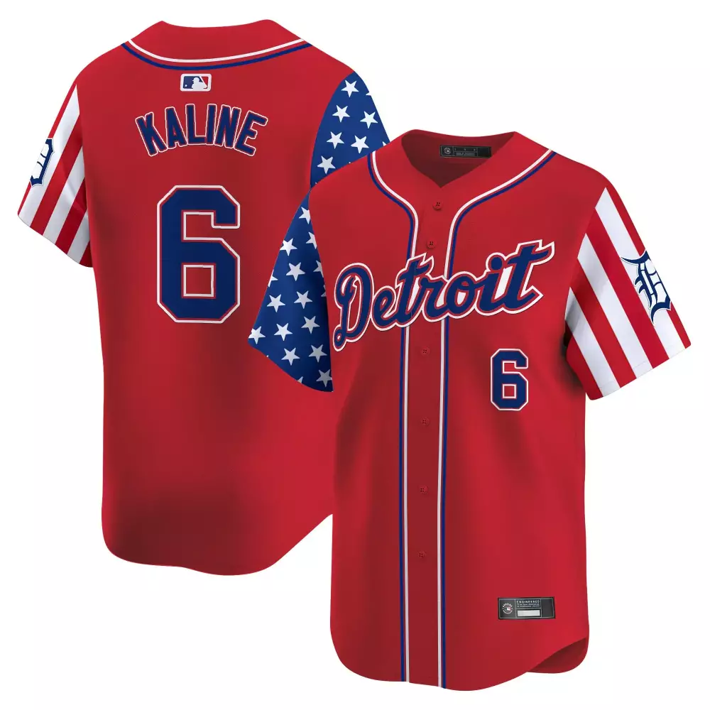 Kaline 6 Men's Red Detroit Tigers 2025 Independence Day Stitched Vapor Jersey | Fan Gear | For Men, Women & Youth