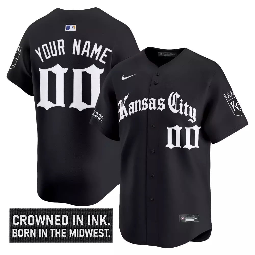 Kansas City Royals Black Vapor Jersey | Your Name 00 | Men's Stitched Embroidered Patch | For Men, Women & Youth