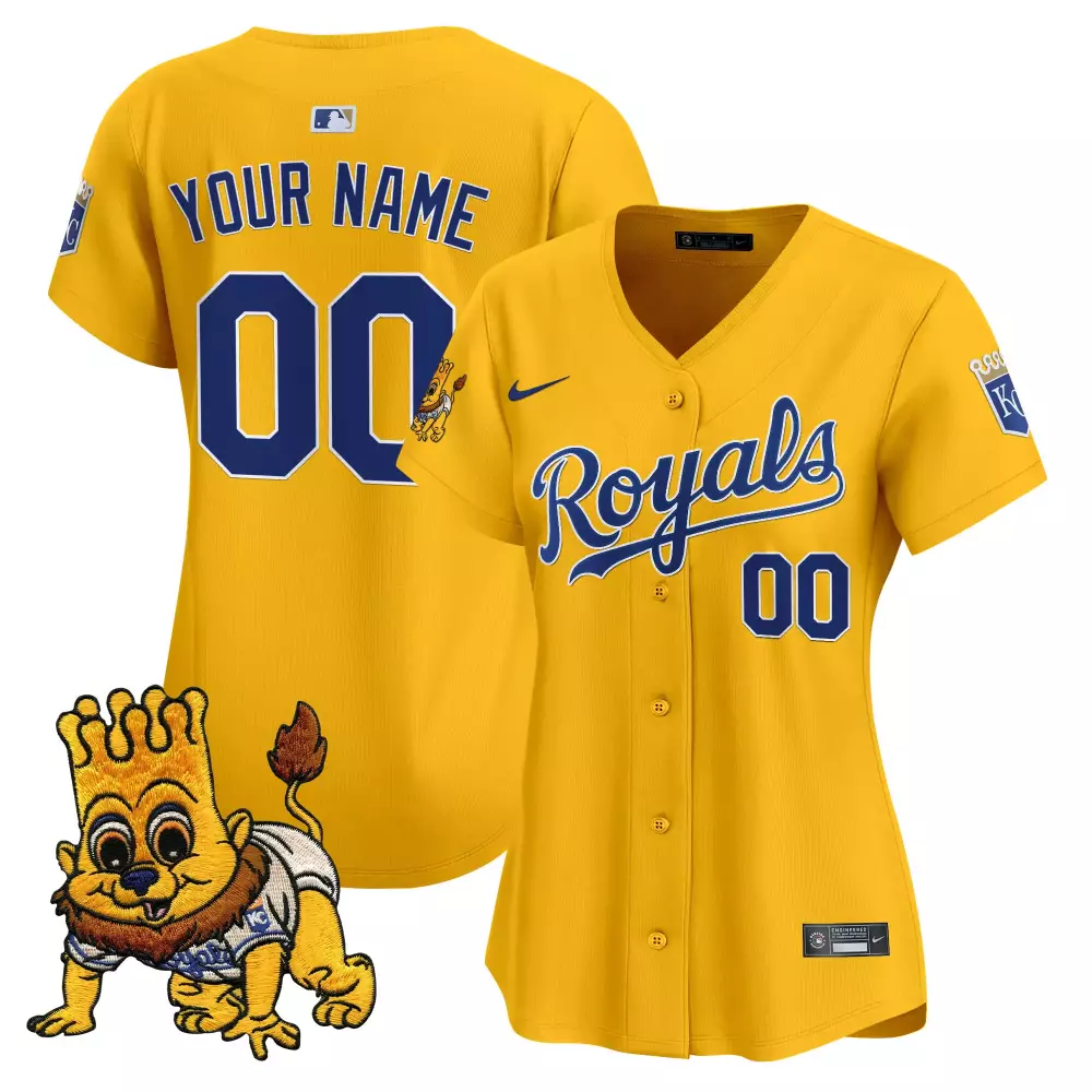 Kansas City Royals Women's Yellow Custom Jersey | Your Name & Mascot Patch | 2023 Fan Gear for Women
