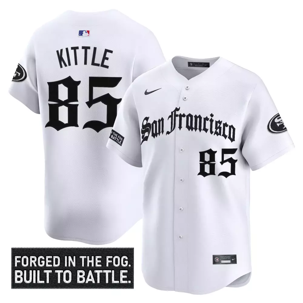 Kittle 85 San Francisco 49ers White Vapor Jersey | Forged in the Fog Patch 2023 | Limited Edition Fan Gear | For Men, Women & Youth