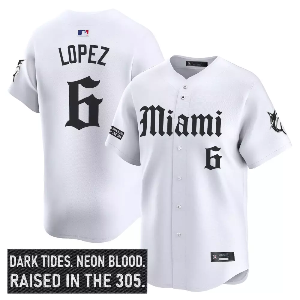 Lopez 6 Men's Stitched Vapor Jersey Miami Marlins White Limited Edition 2023 | All Stitched | Fan Gear for Game Day | For Men, Women & Youth
