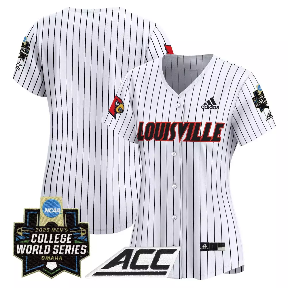 Louisville Cardinals Women's Stitched Vapor Jersey | White Design | 2025 College World Series ACC Patch for Women