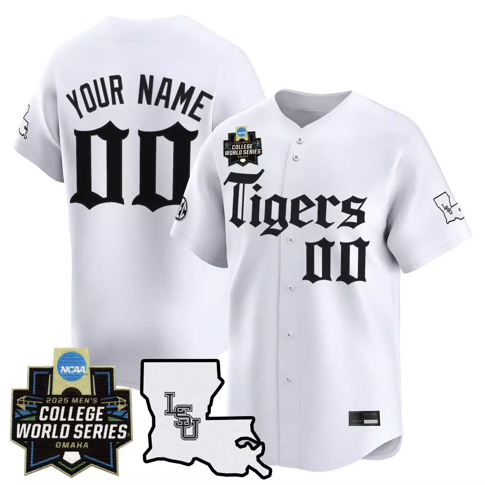 LSU Tigers 2025 College World Series Vapor Jersey | White Custom Name 00 Stitched | Fan Gear for Men, Women & Youth