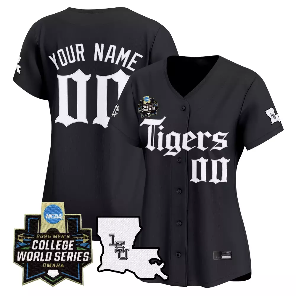 LSU Tigers 2025 Women's Black Vapor Jersey | Custom Name 00 | College World Series Patch | For Men, Women & Youth