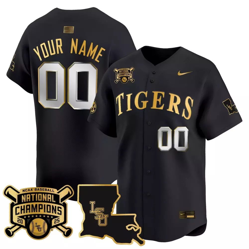 LSU Tigers 2025 Black Vapor Jersey | National Champions Stitched | Custom Name 00 | For Men, Women & Youth