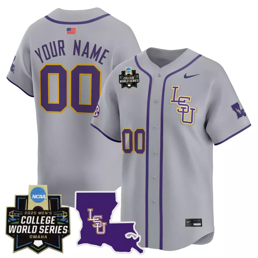 LSU Tigers Gray Vapor Jersey | College World Series 2025 | Stitched for Men, Women & Youth