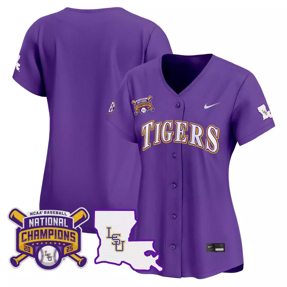 LSU Tigers 2025 Women's Purple Vapor Jersey | National Champions | Embroidered Patch | Fan Gear | For Men, Women & Youth