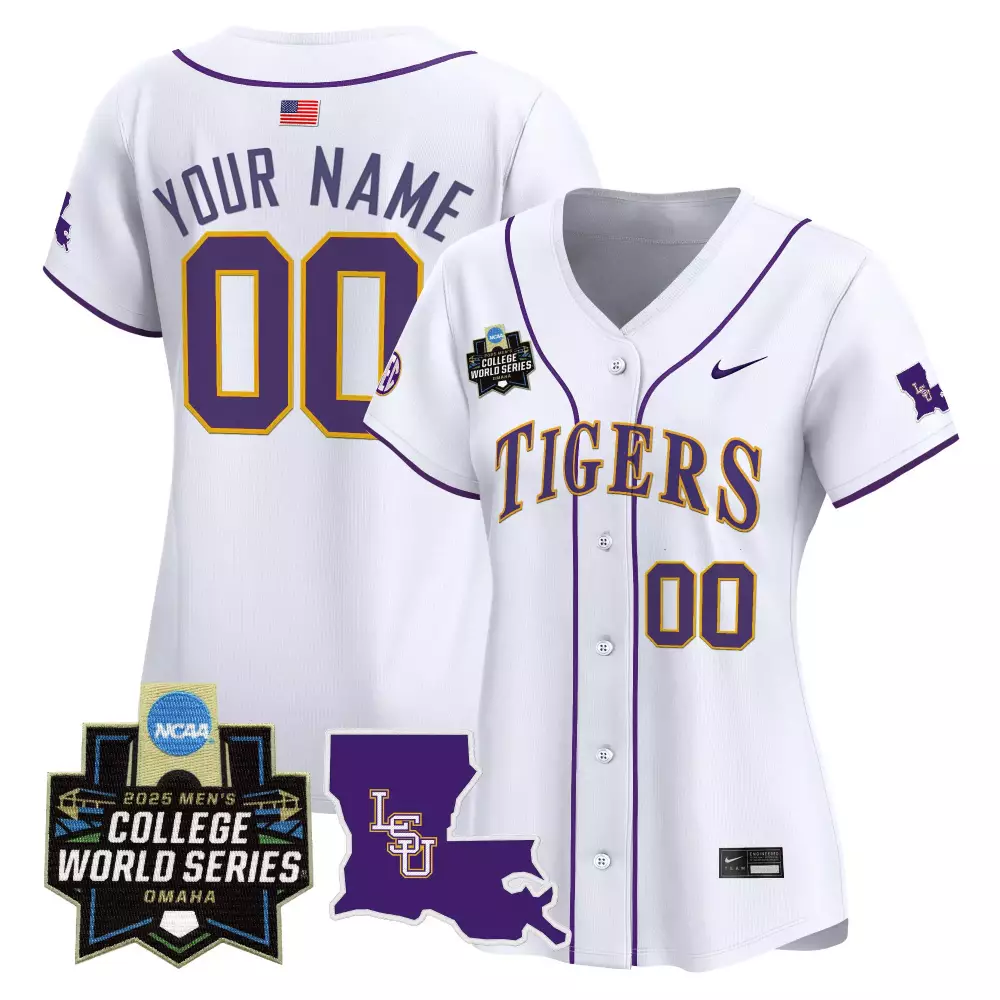 LSU Tigers 2025 Women's White Vapor Jersey | College World Series | Custom Name 00 | Fan Gear | For Men, Women & Youth