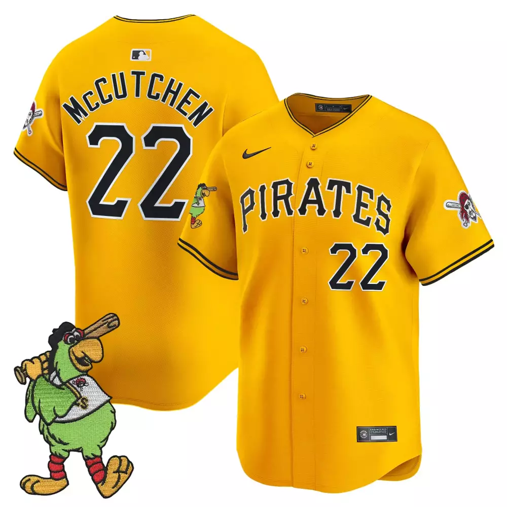 McCutchen 22 Pittsburgh Pirates 2023 Yellow Vapor Jersey | Embroidered Patch Fan Gear | For Men, Women & Youth